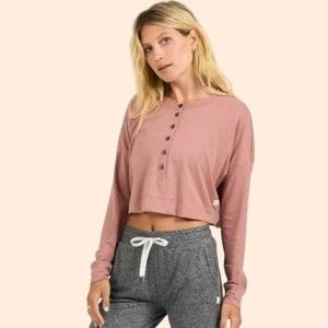 NEW Vuori Avalon Henley Light Terracotta Top